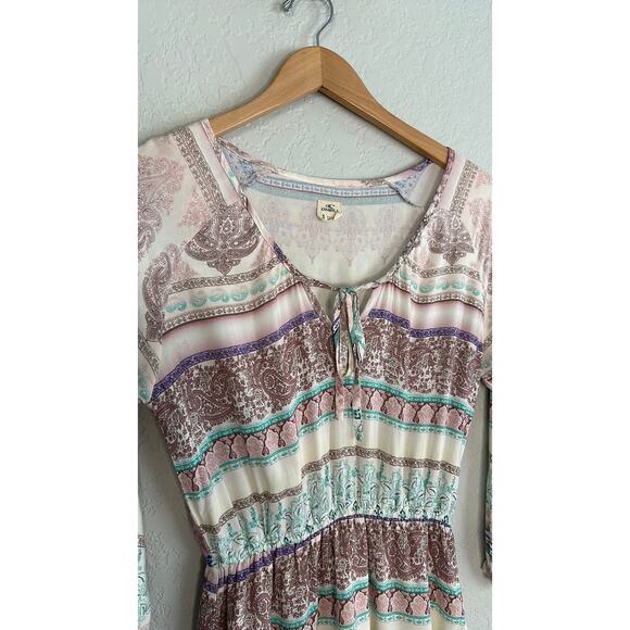 O’Neill Pastel Paisley Boho Dress Surfer Beachy Hippie Girly Ruffle Summer Vaca - Picture 2 of 7